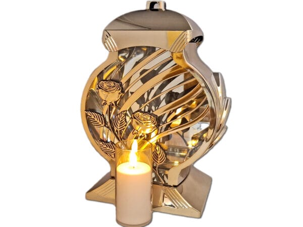 ZNICZ ZNICZE LAMPION NA GRÓB OB METALIZA ZŁOTO+ŚWIECA LED