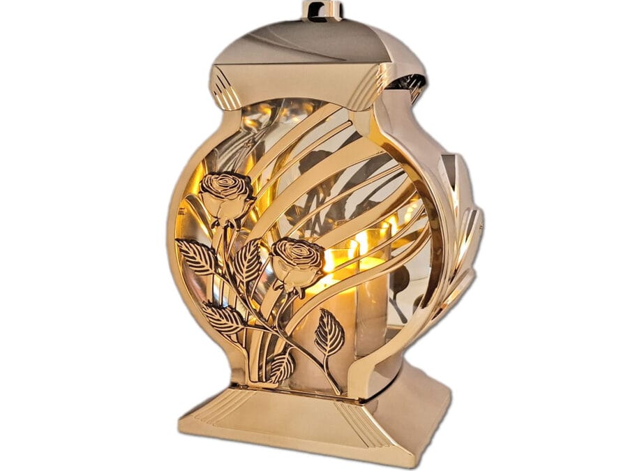 ZNICZ ZNICZE LAMPION NA GRÓB OB METALIZA ZŁOTO+ŚWIECA LED