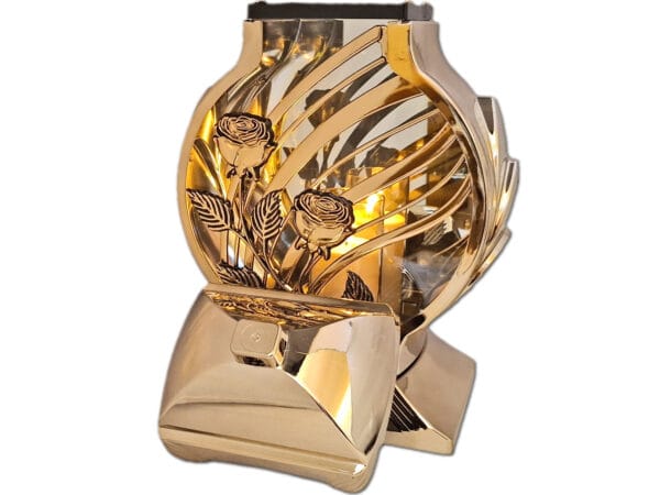 ZNICZ ZNICZE LAMPION NA GRÓB OB METALIZA ZŁOTO+ŚWIECA LED