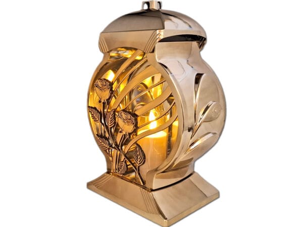 ZNICZ ZNICZE LAMPION NA GRÓB OB METALIZA ZŁOTO+ŚWIECA LED