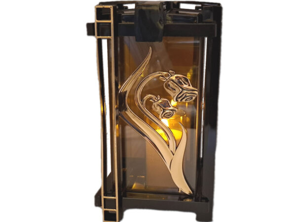 ZNICZ LAMPION NA GRÓB PLK RÓŻA ZŁOTA+ ŚWIECA LED