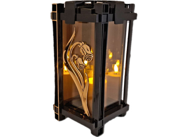 ZNICZ LAMPION NA GRÓB PLK RÓŻA ZŁOTA+ ŚWIECA LED