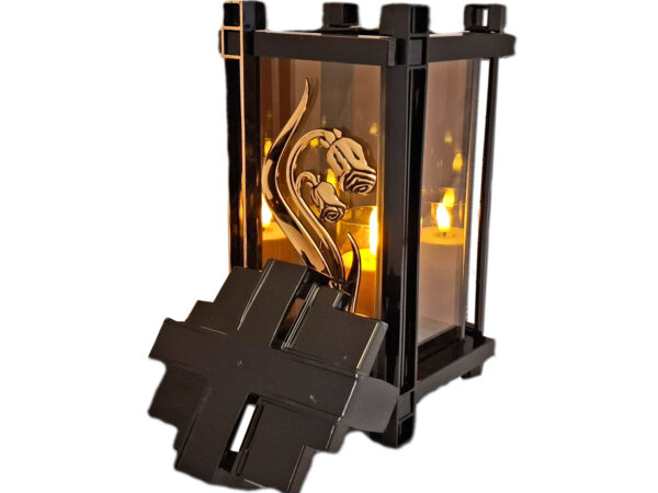 ZNICZ LAMPION NA GRÓB PLK RÓŻA ZŁOTA+ ŚWIECA LED