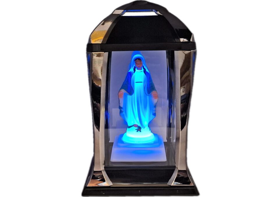 ZNICZ ZNICZE LAMPION LATARNIA NA GRÓB KPL GRAFIT+FIGURKA LED