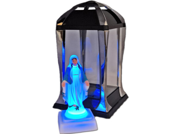 ZNICZ ZNICZE LAMPION LATARNIA NA GRÓB KPL GRAFIT+FIGURKA LED