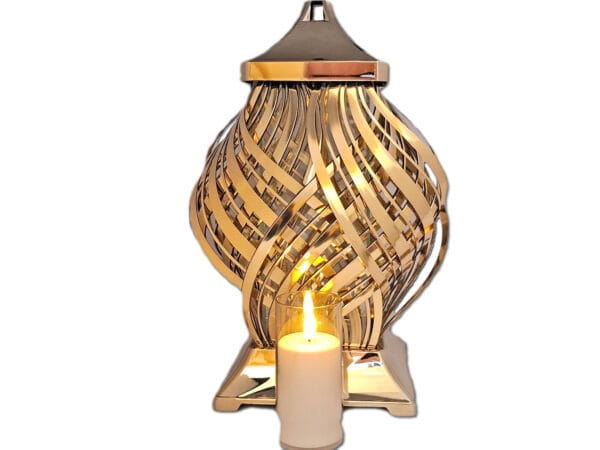 ZNICZ ZNICZE LAMPION NA GRÓB SDB METALIZA ZŁOTO+ŚWIECA LED