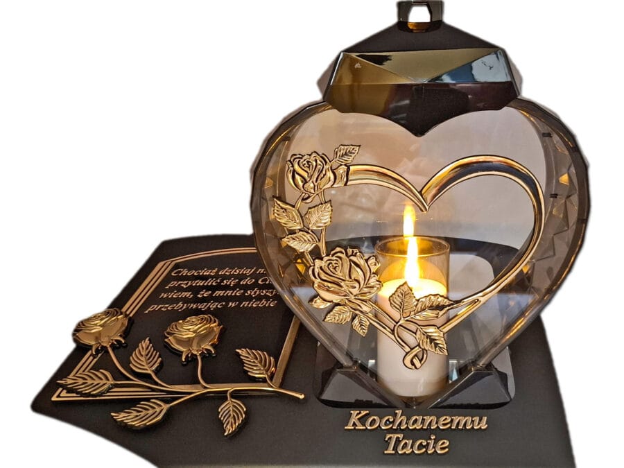 blach-ser-imp-tat-zlo-sw1.jpg TATA TACIE ZNICZ LAMPION NA GRÓB SERCE I SERCE ZŁOTO SKOS SENTENCJA+ ŚWIECA