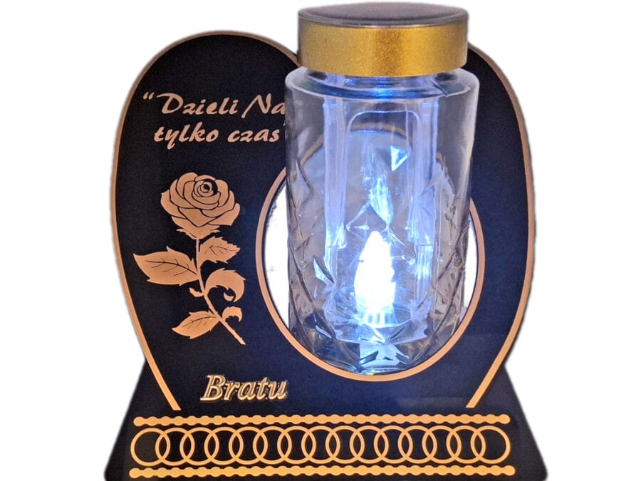 BRAT BRATU ZNICZ LAMPION NA GRÓB SKOS SOLAR DZIELI ZŁOTO