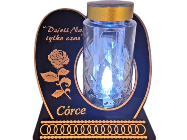 CÓRKA CÓRCE ZNICZ LAMPION NA GRÓB SKOS SOLAR DZIELI ZŁOTO