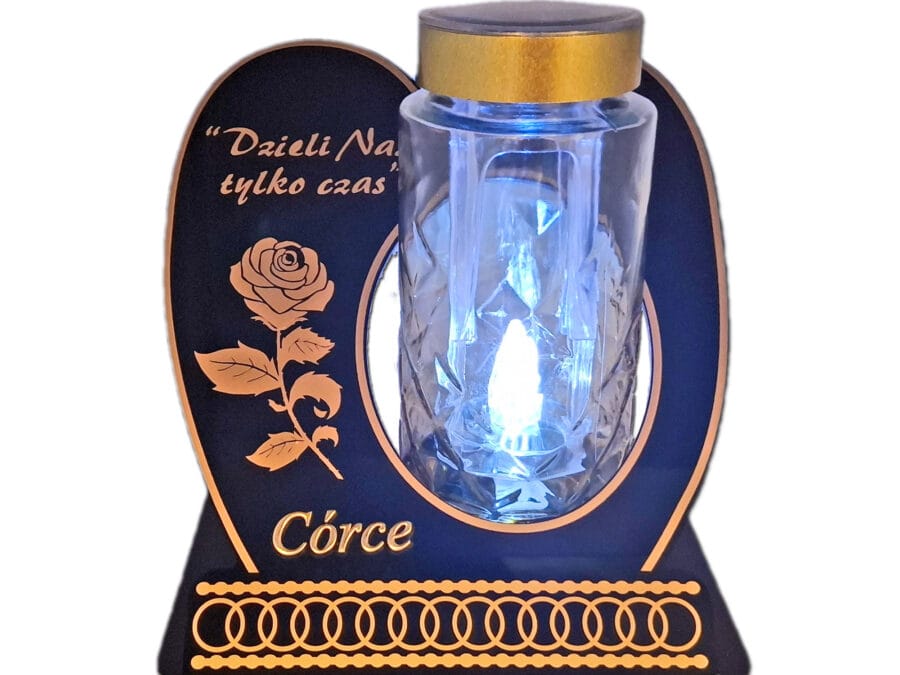 CÓRKA CÓRCE ZNICZ LAMPION NA GRÓB SKOS SOLAR DZIELI ZŁOTO