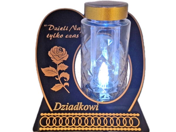 DZIADEK ZNICZ LAMPION NA GRÓB SKOS SOLAR DZIELI ZŁOTO
