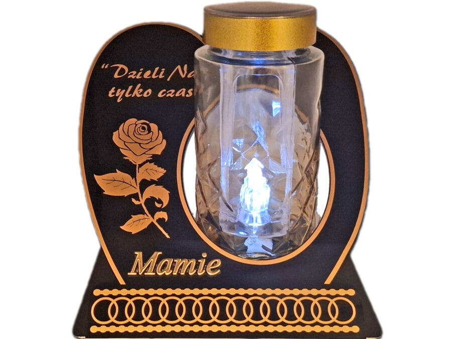 MAMA MAMIE ZNICZ LAMPION NA GRÓB SKOS SOLAR SOLARNY DZIELI ZŁOTO