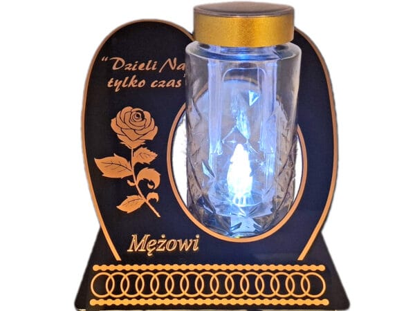 MĄŻ MĘŻOWI ZNICZ LAMPION NA GRÓB SKOS SOLAR DZIELI ZŁOTO